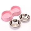 Double Bowls Stainless Steel Portable Pet Feeder Dish Drinking Water Food Tray Cat Puppy Feeding Supplies 2025 New