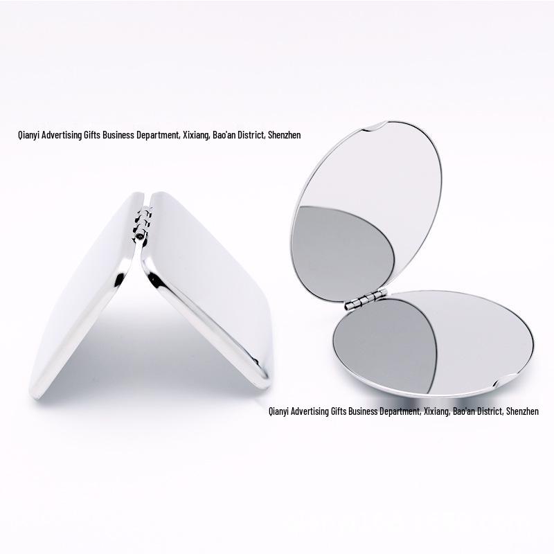 Engravable Stainless Steel Foldable Makeup Mirror - Unbreakable, Portable, Round/Square Design, Compact Size