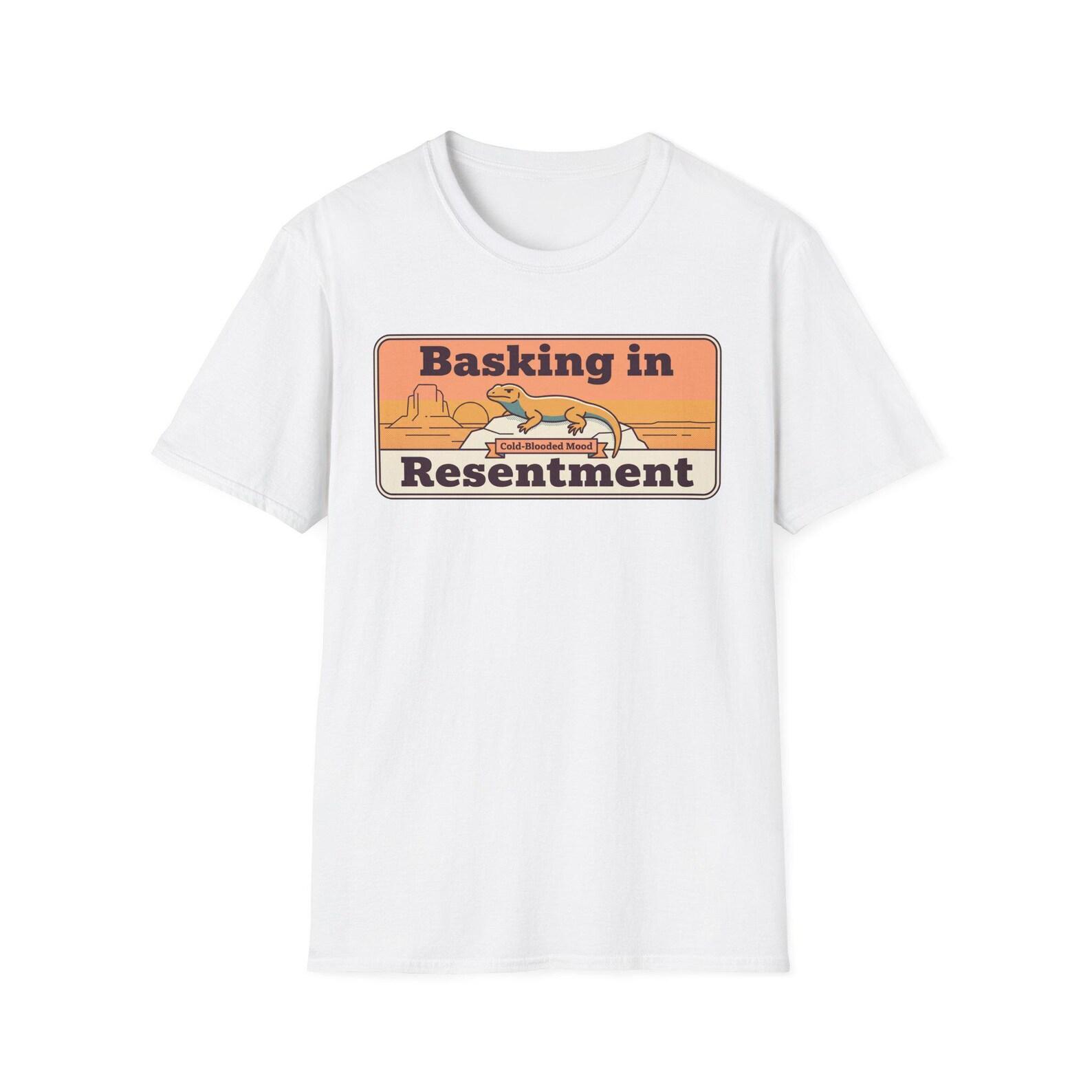 Funny Lizard T-Shirt | Basking in Resentment Retro Desert Graphic Tee | Reptile Lover Gift 2XL