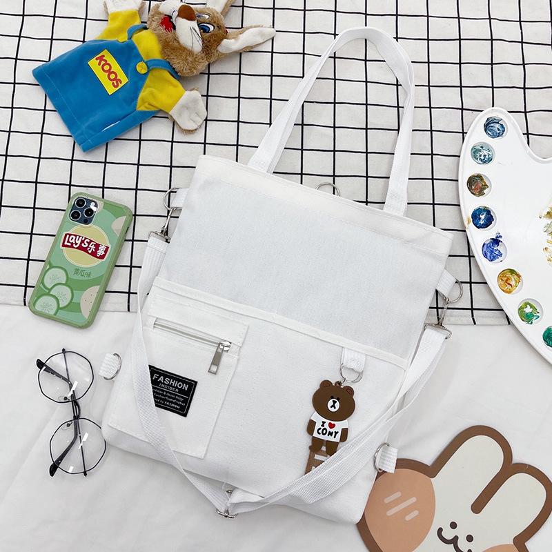 

Versatile Korean Style Canvas Crossbody Bag for Students белый