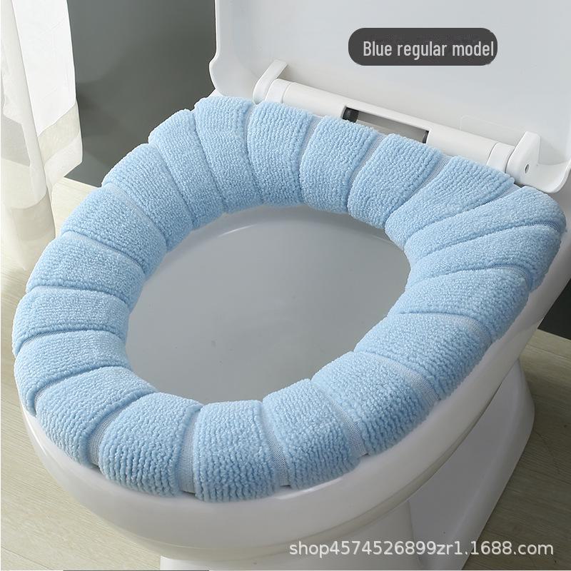 Pletený polštář na toaletní sedátko ve tvaru O s kresleným motivem - silný, pratelný potah