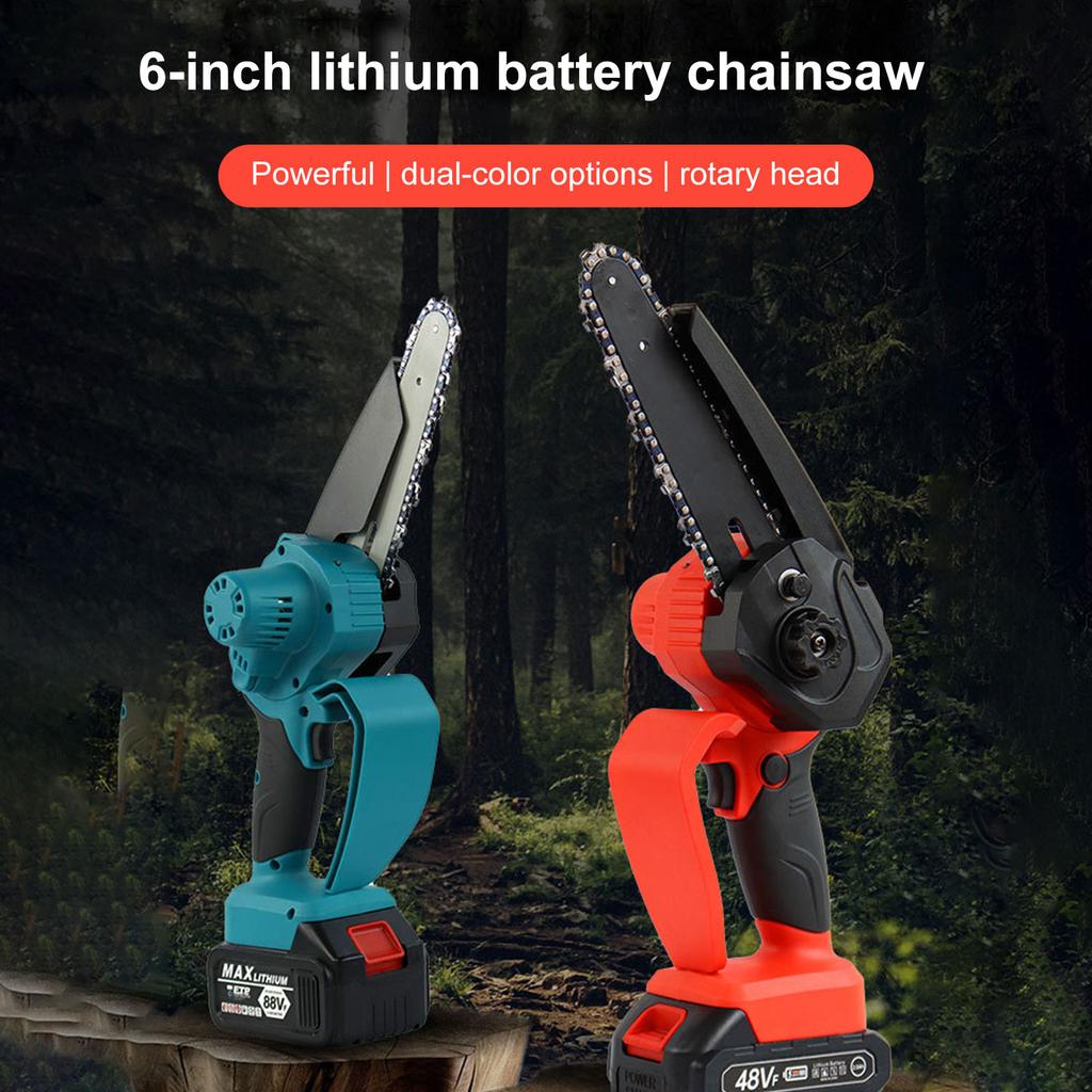 Electric chainsaw Aoresac Portable 6-inch Electric Chainsaw 550W Cordless Chainsaw with A Detachable 2000mAh Li Battery-powered