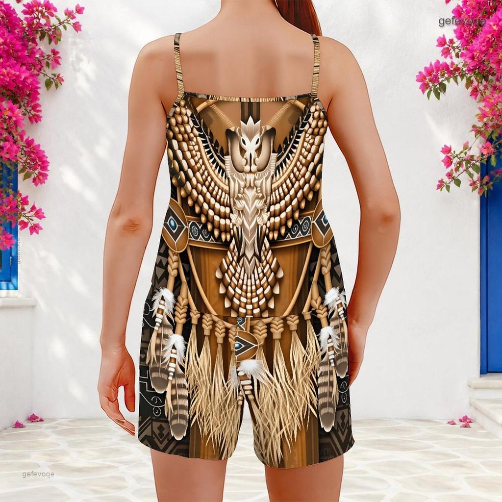 Women Plus Size Printed Scoop Neck Strappy Tank Top Shorts Two Piece Set