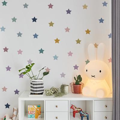Cartoon Stars Beige Wall Stickers Removable Nursery Wall Decals Poster Print Children Kids Baby Room Interior Home Decor Gifts