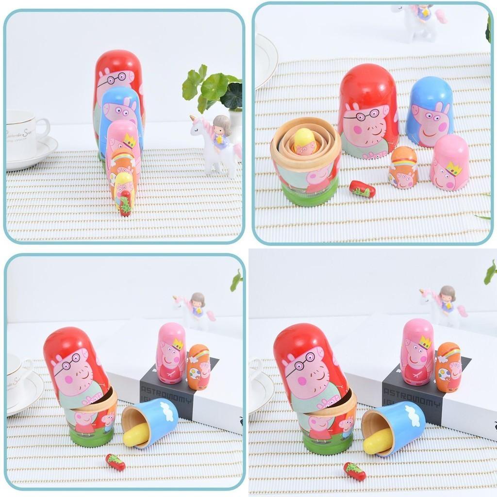 Cute Peppa Pig Matryoshka Doll Set 6 Layers Of Hand-painted Decoration