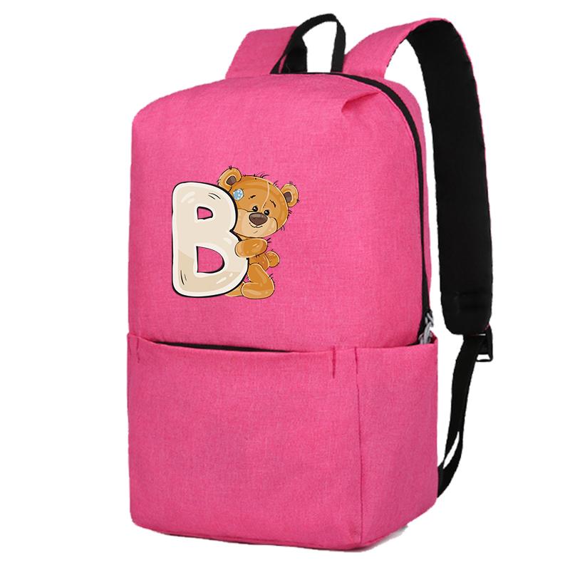 Încântător ursuleț cu 26 de litere englezești, geantă de școală pentru fete, rucsacuri de pânză pentru cosplay, pentru copii, geantă pentru copii înapoi la școală