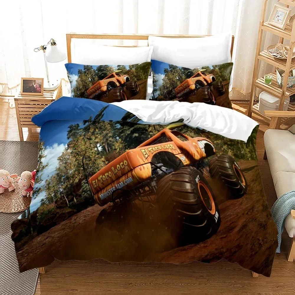 3D Print Anime Monster Jam Bedding Set Single Twin Full Queen King Size Monster Jam F1 Bed Set Teenager Bedroom Duvet cover Sets