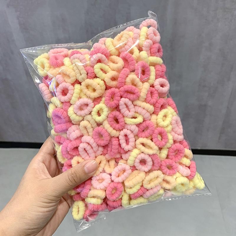 500 Stück/Set Kinder Einfarbig Gitter Welle Elastische Haarbänder Baby Mädchen Scrunchie Gummibänder Kind Süß Niedlich Haaraccessoires