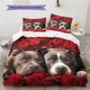Pitbull and roses Pattern Bedding Home Decoration Birthday Gift (1 * duvet cover + 2 * pillowcase, without core)