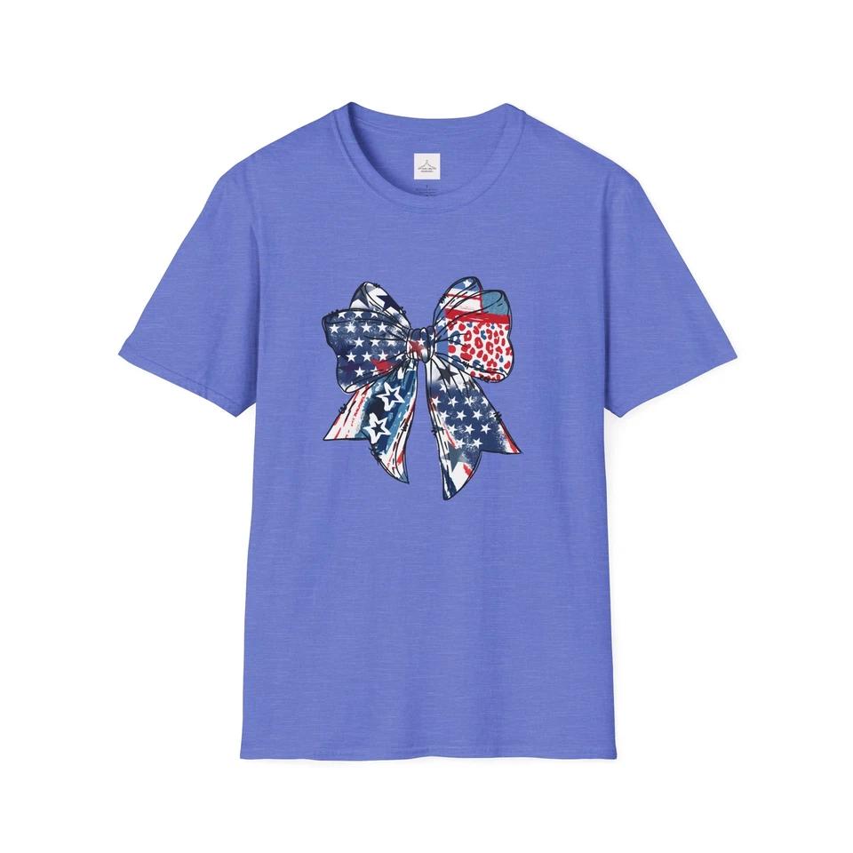 Patriotic Bow T-Shirt | Cute 4th of July Gift, Summer Style, Casual Wear 8