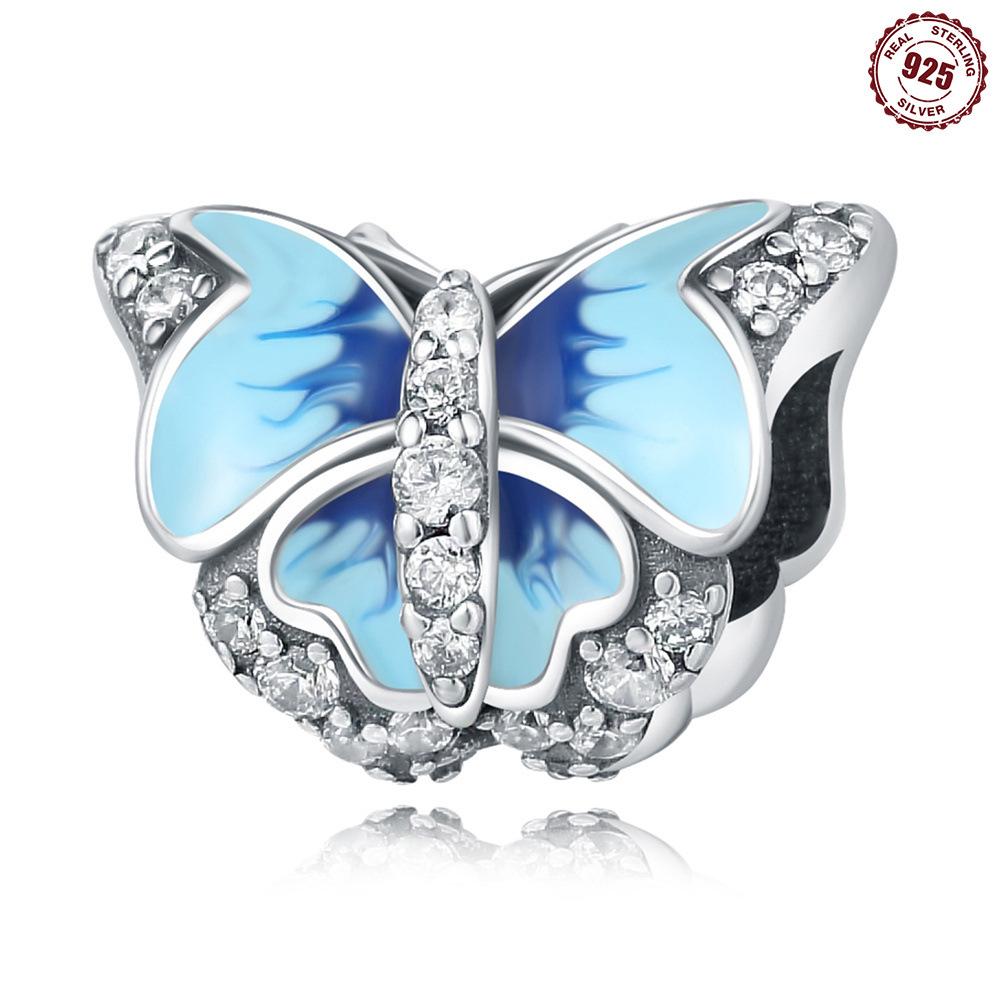 S925 Sterlingsilber Anhänger Zubehör Perlen Biene Schmetterling Original Europäischer und Amerikanischer Stil DIY Armband