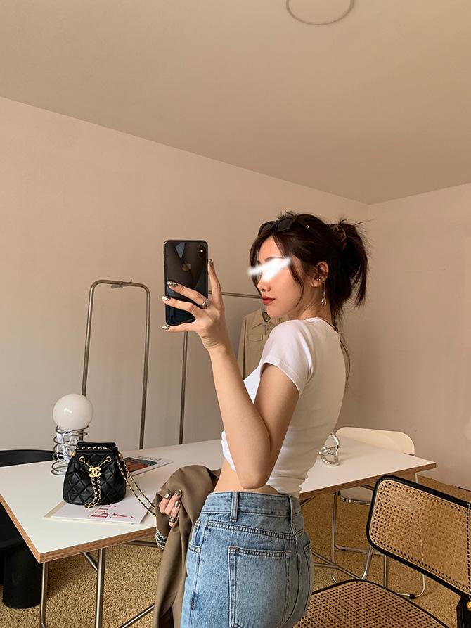 Damen Graues Slim-Fit Kurzarm Rundhals T-Shirt - Sommer 2025 Bauchbedeckendes Vielseitiges Oberteil
