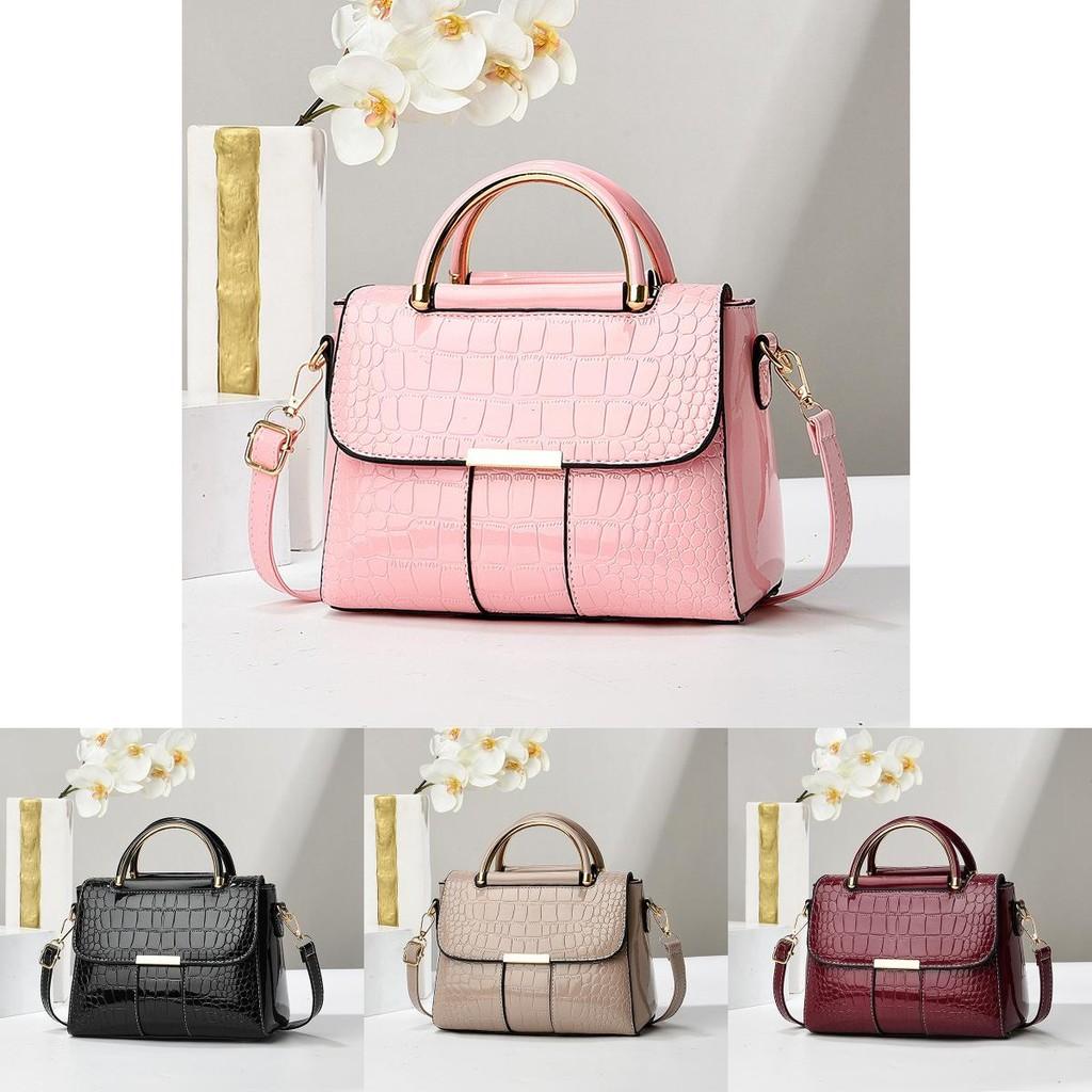 Vibrant Stylish Pu Small Handbag With Glossy Finish And Crocodile Print Trendsetters For