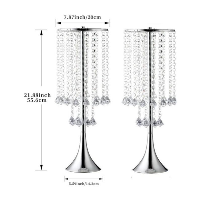 Iron Art Flower Stand with Crystal Bead Curtain for Weddings and Dining Table Decorations