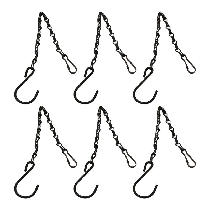 

6Pcs Plant Hanger Hook Double Hook Hanging Chain Adjustable Length Ceiling Hook for Flower Pot Basket Bird Feeders чёрный