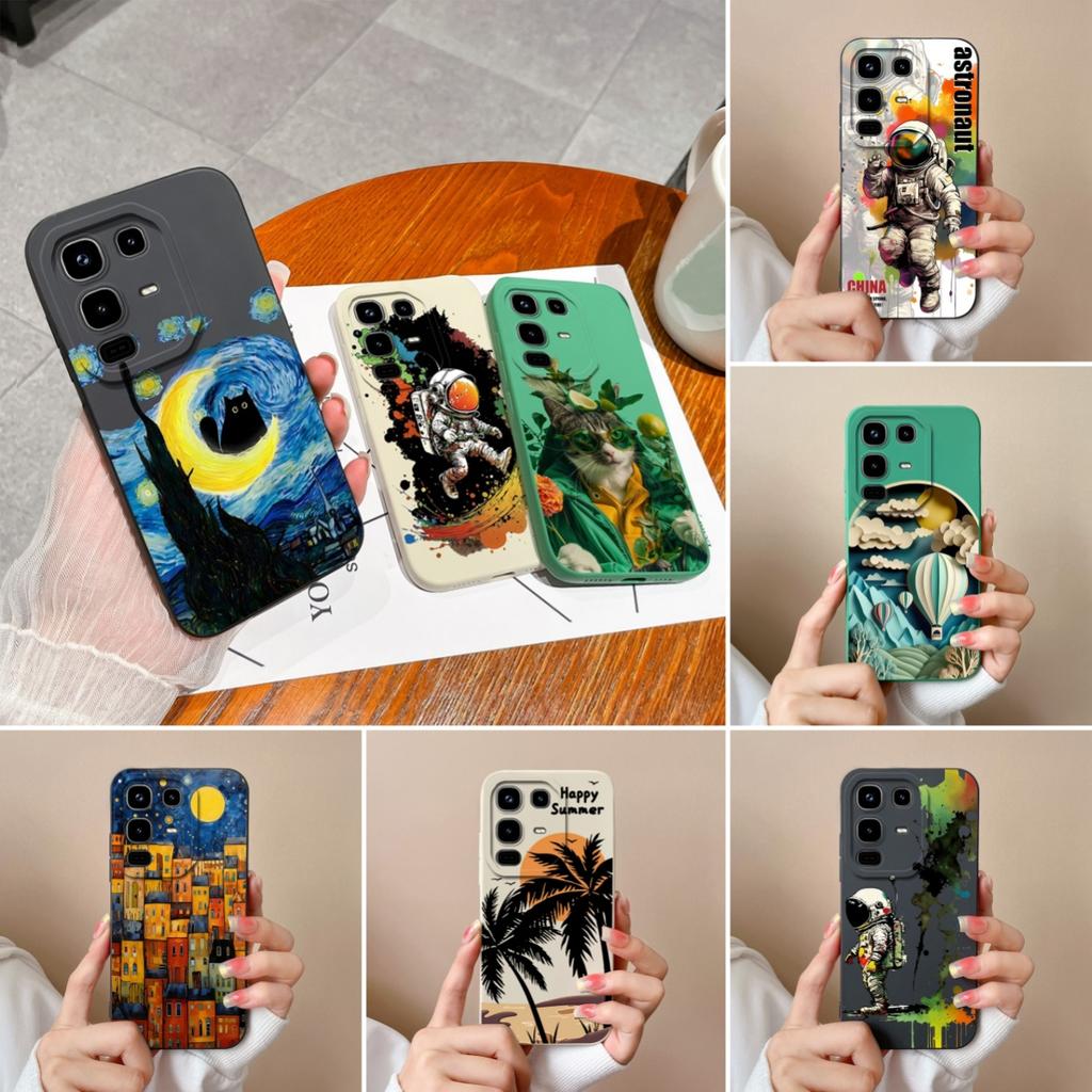 Pro Infinix Note 50 Pro Plus 40 50x Pouzdro na telefon Módní vzory kočky s hvězdnou oblohou Hladký tekutý silikon Vysoce kvalitní nárazuvzdorný kryt Pro kryty Infinix