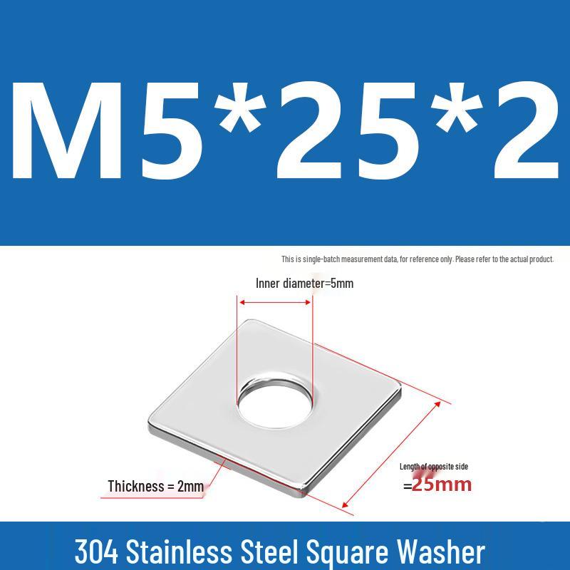 304 Stainless Steel Thickened Square Washer for Curtain Wall (M4-M16)