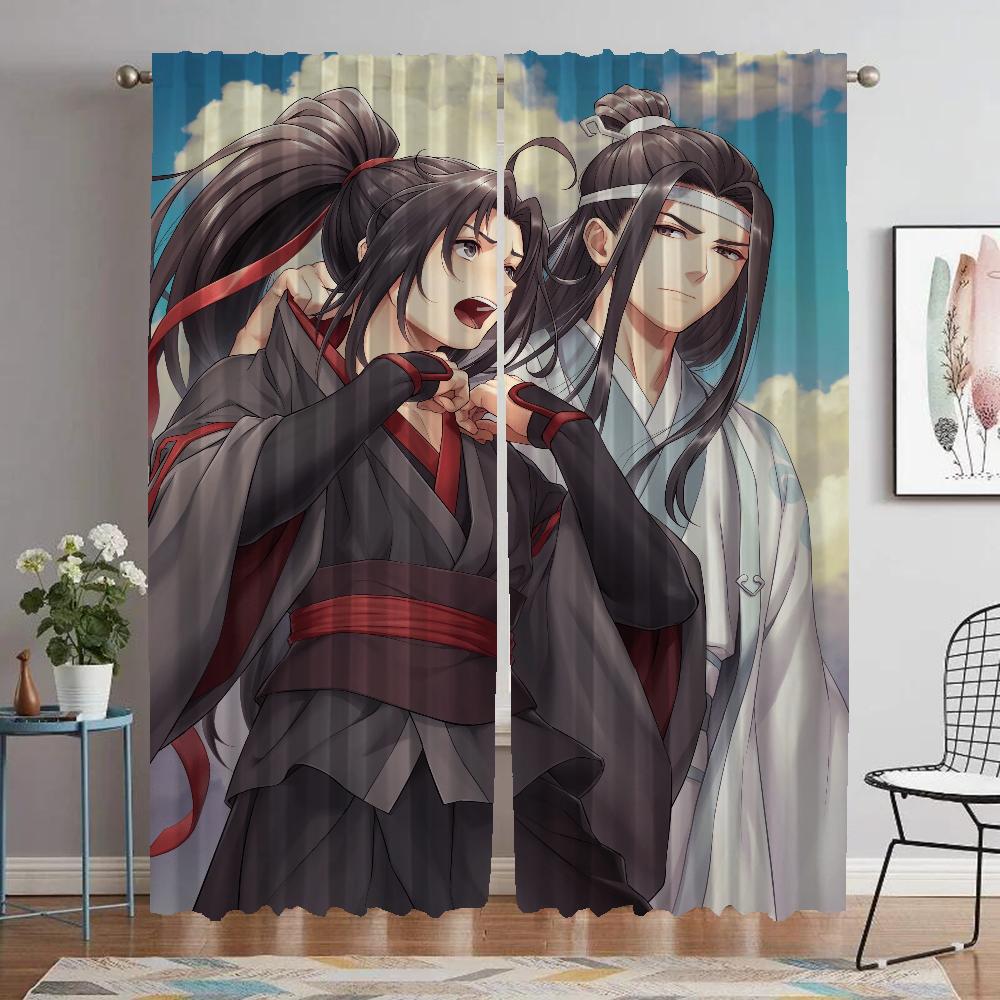 Blackout Curtain for Room 2 Panel Mo Dao Zu Shi Anti-mosquito Curtains Tulle for Bedroom Halloween Decoration Shades Partition