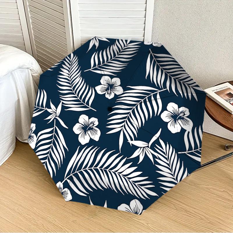 

1pc Tropical Leaves Pattern Automatic Folding Umbrella, 8-Rib Durable Frame, Durable Foldable Design - Elegant Gift for Commute yy251210065