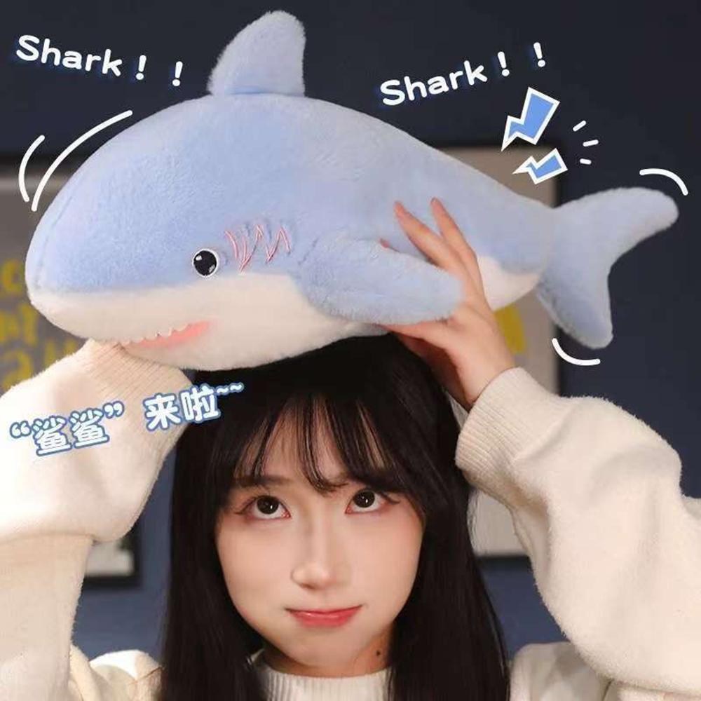 70cm Cute Shark Plush Toy - Blue Great White Shark - Soft Throw Pillow - Gift Doll - Child's Birthday Celebration Gift