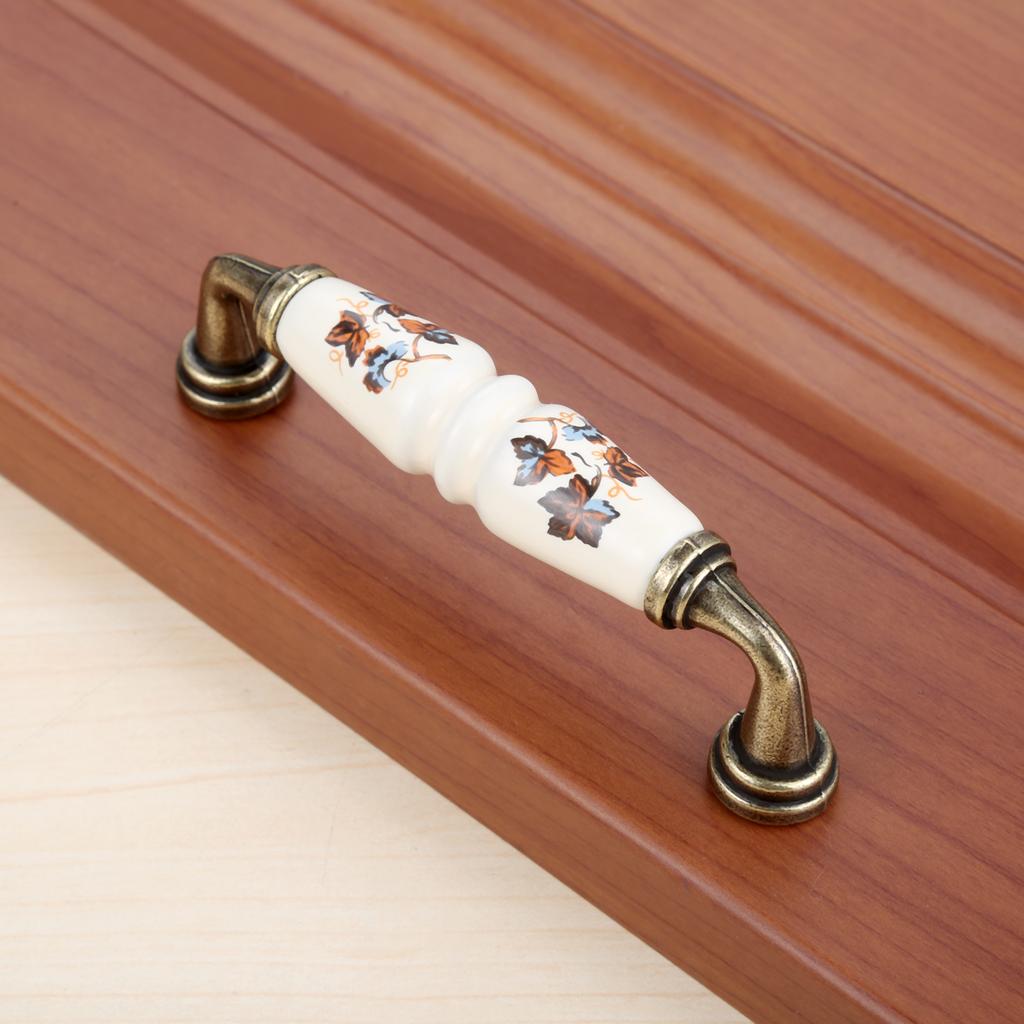DRELD Vintage Rural Ceramic Drawer Cupboard Door Furniture Handles Cabinet Handles and Knobs Dresser Kitchen Pull +M4x25mm Screw