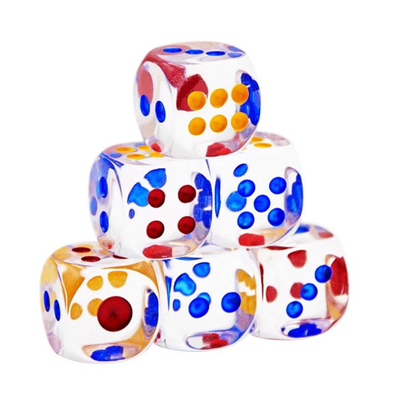 10x Acrylic Dice Transparent 6 Sided Colorful Dice Casino Poker Game Bar Party Crystal Dices Children Board Game Toy