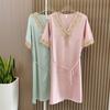 Thin Women's Silk Nightdress Women Summer Pullover V-neck Silk Short Sleeve Dress Loose Plus Size Home Wear