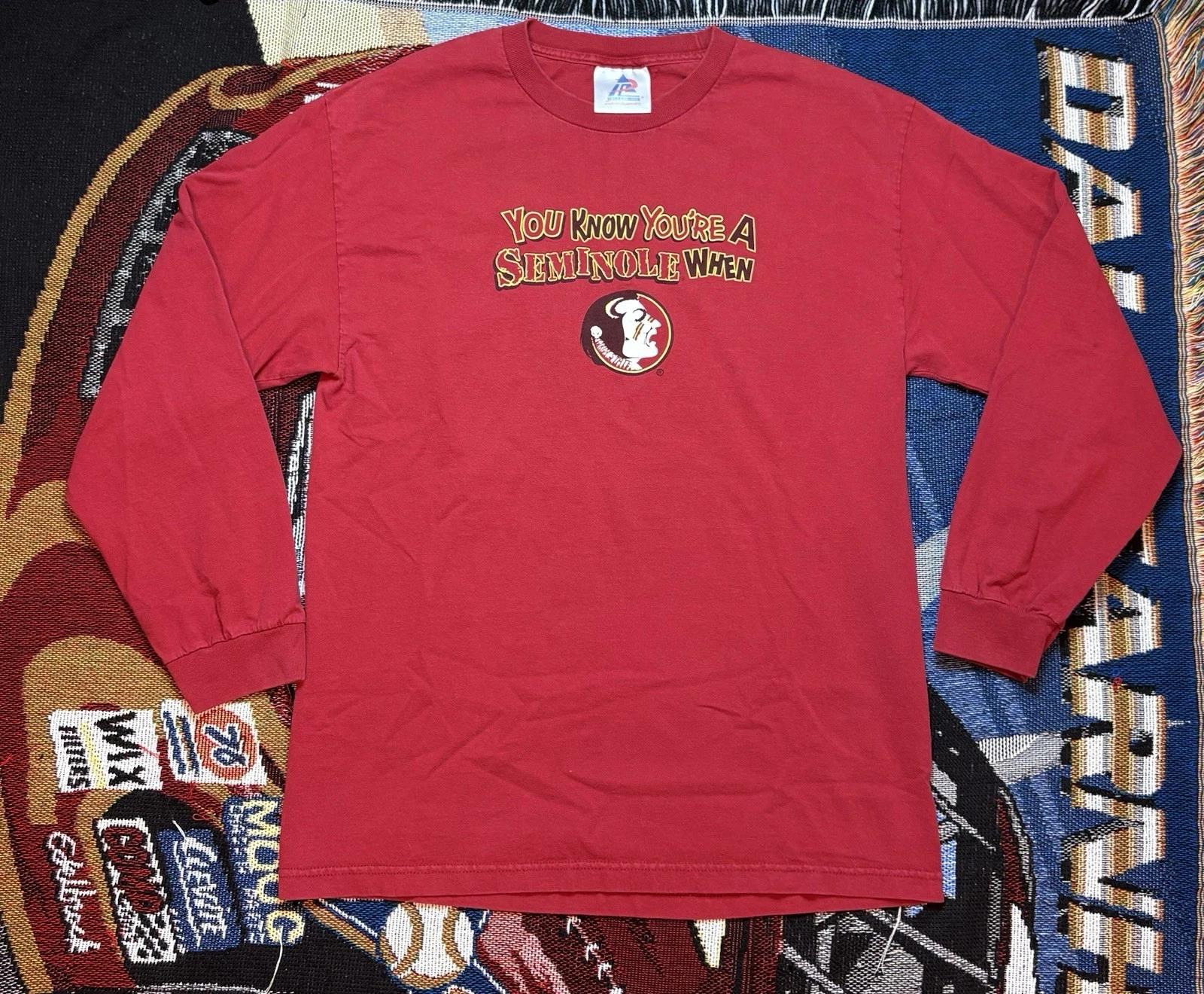 Vintage Florida State Seminoles Shirt You Know You’re A Seminole When Mens Large 2XL