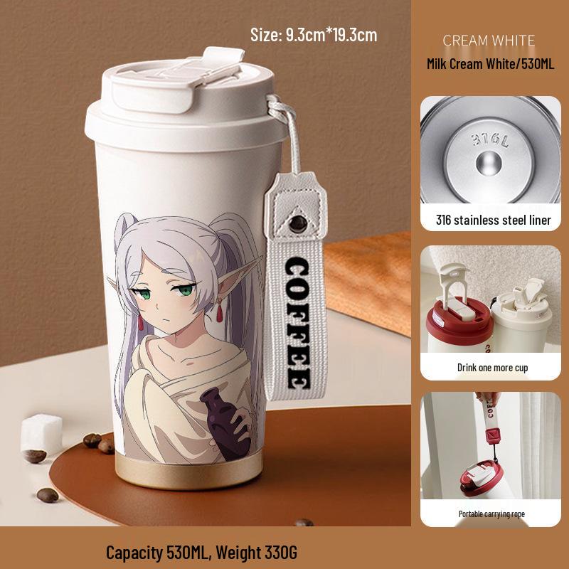 Frieren: Izolovaný hrnek s motivem Beyond Journey's End - Vysoká hodnota, Přenosný studentský hrnek na kávu a vodu