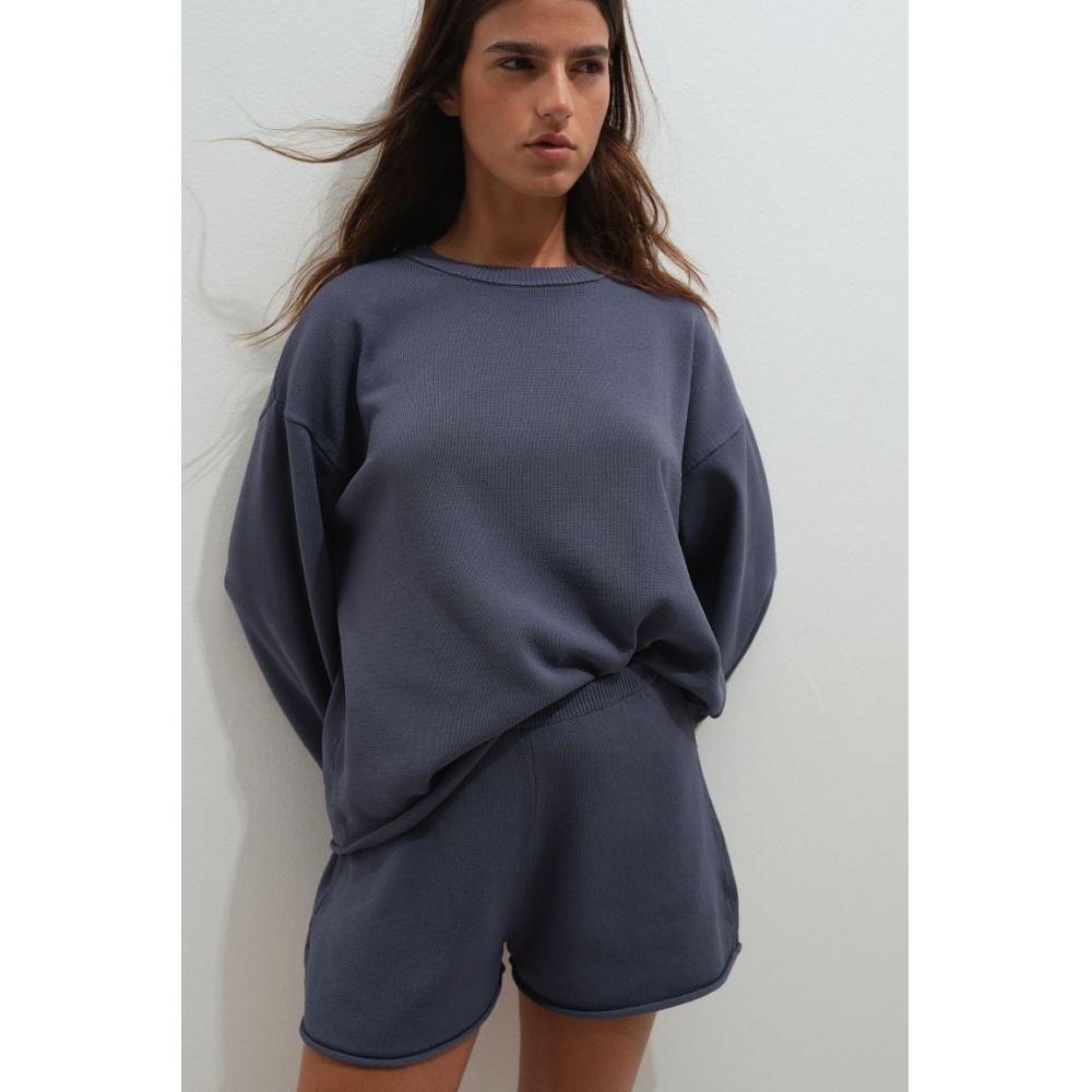 

H M knitted shorts dove blue