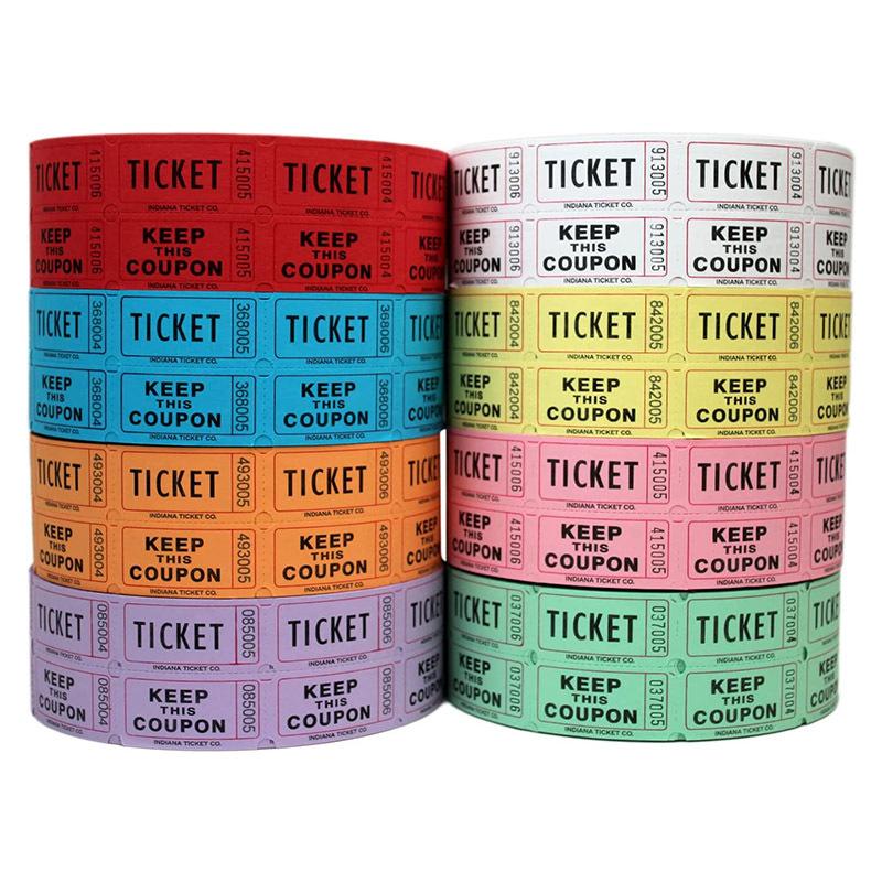 1000 Pièces Billets d'Entrée Multicolores à Double Rouleau pour Foires, Événements, Récompenses de Classe