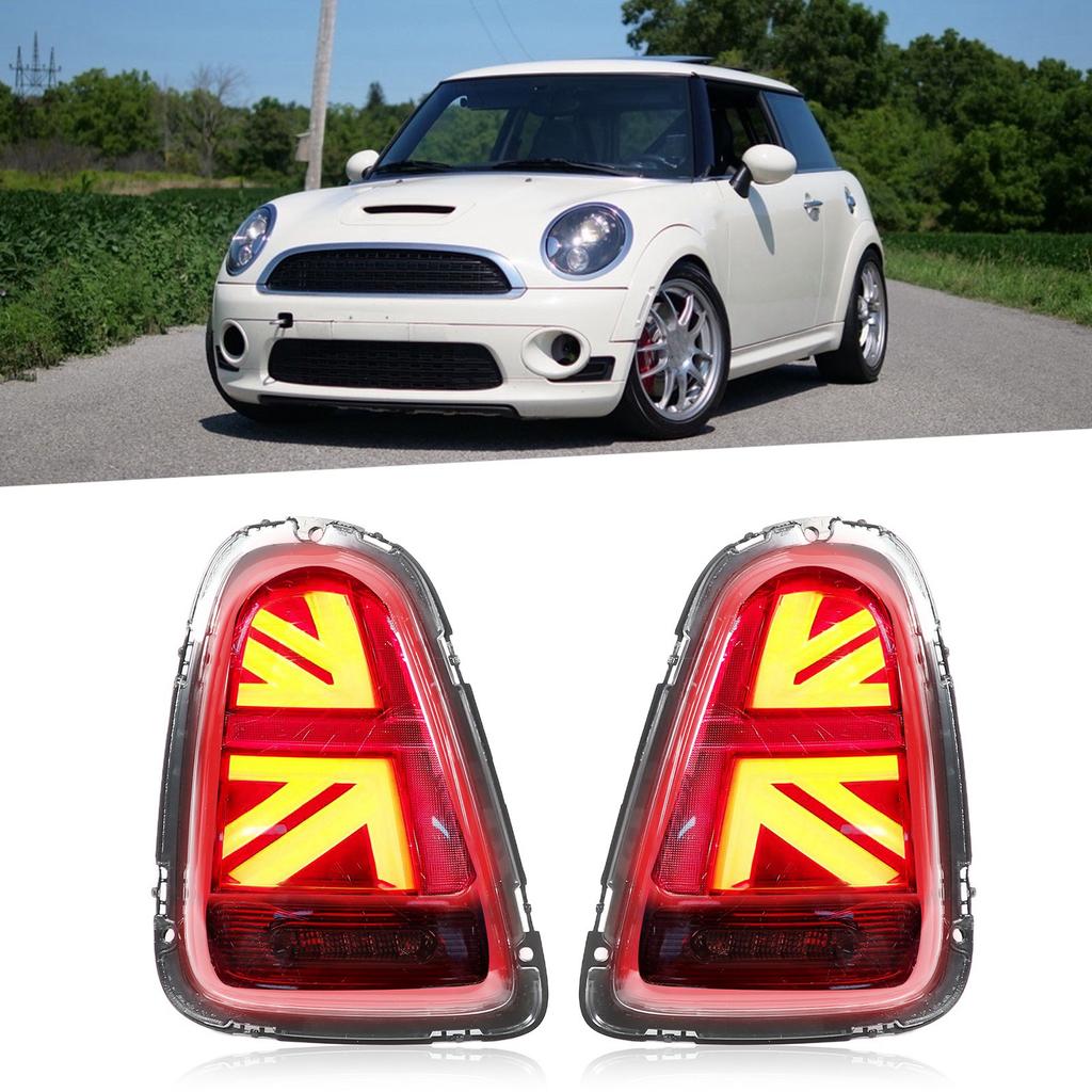 VLAND for JCW Union Jack Full LED Tail Lights Clear Lens Replacement for Cooper R56 R57 2007?2013