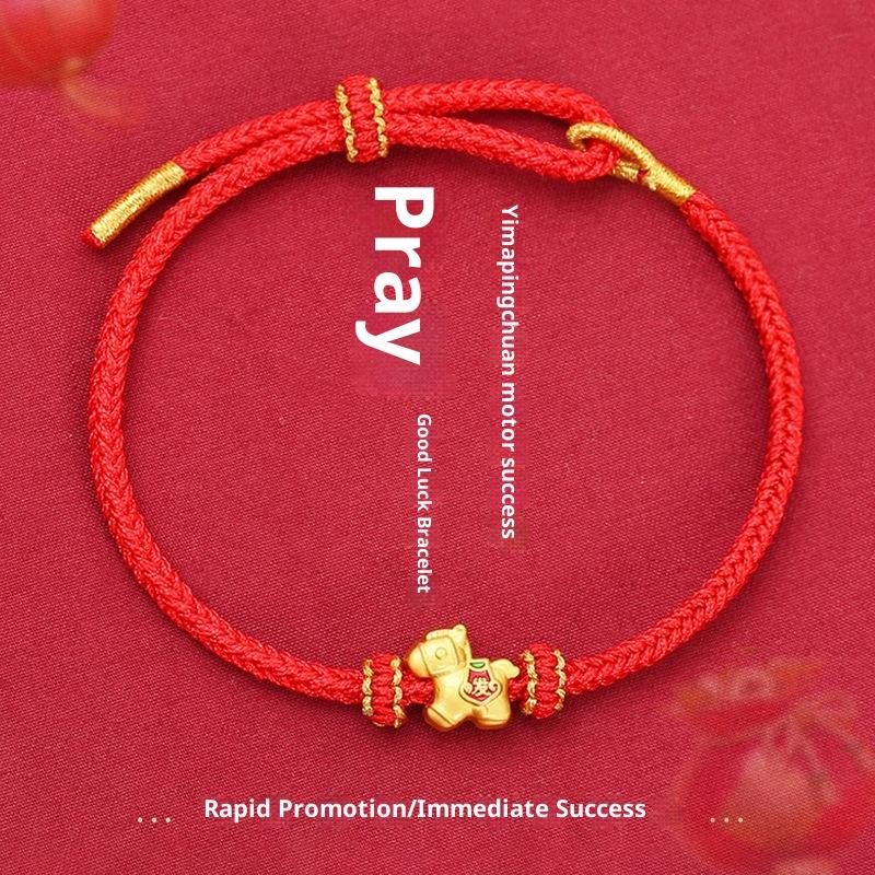2026 Horse Year Red Lucky Braided Rope Bracelet For Women Chinese Style Horse Beaded Bracelets New Year Blessing Jewelry Gifts