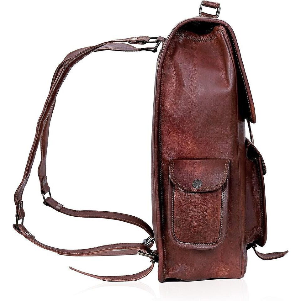 Reiseryggsekk ekte geitskinn stor vintage ryggsekk for menn Laptop treningsveske