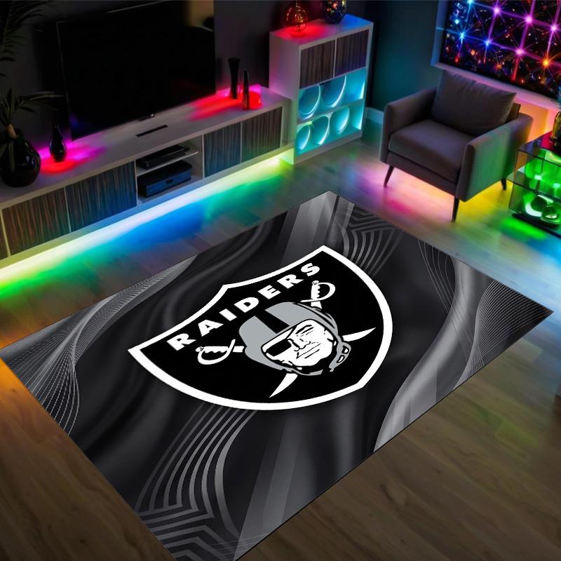 Las Vegas Raiders Design Crystal Velvet Carpet Cozy Non?Slip Printed Rug For Bedroom Living Room Entrance
