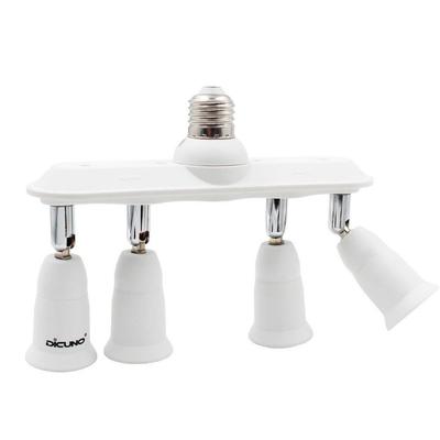 DiCUNO Adapter do żarówki LED z trzonkiem E26, Gniazdo 4-drożne, E26 na E26, Regulowany kąt świecenia, Gniazdo przedłużające E26