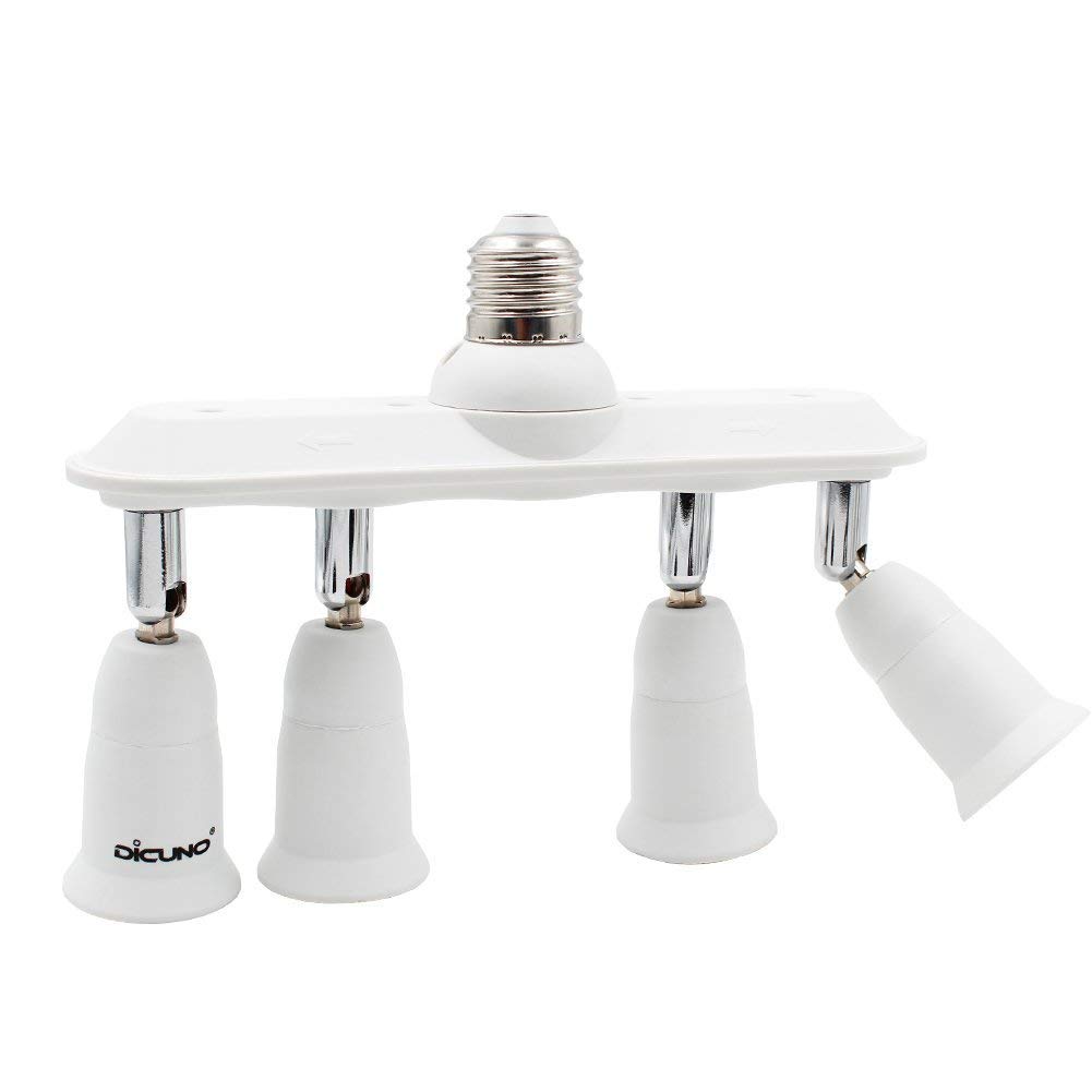 

DiCUNO LED Bulb E26 Base Adapter, 4-Way Socket, E26 to E26, Adjustable Beam Angle, E26 Extension Socket