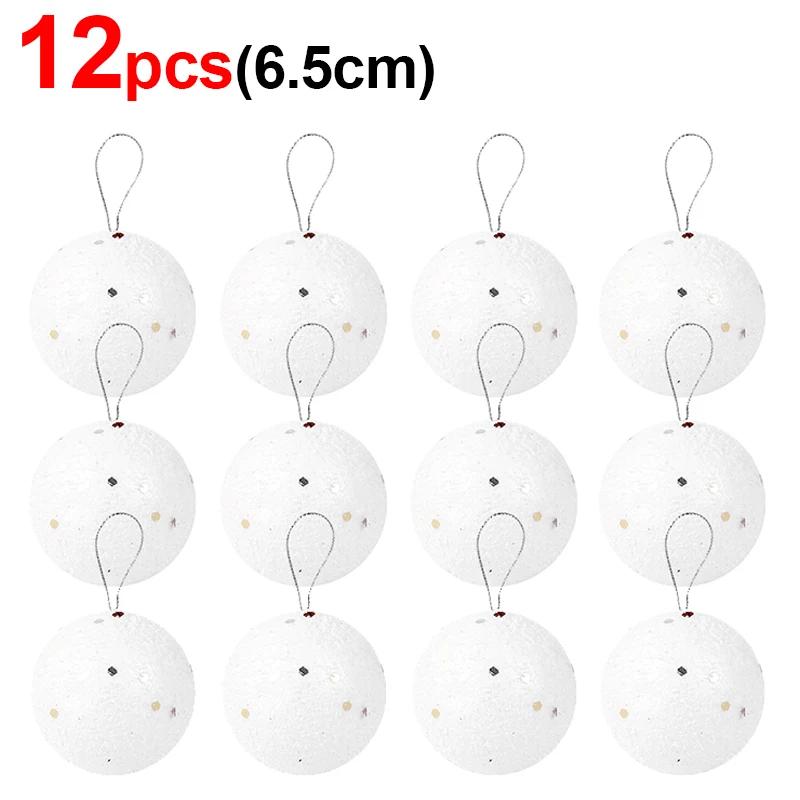 4/6/8cm White Christmas Balls Ornaments Xmas Tree Hanging Pendant Round Foam Snowball New Year Wedding Party Home Decoration