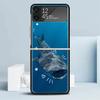 Ocean Whale Shark Black Cover for Samsung Galaxy Z Flip 7 6 5 4 3 5G Phone Case Flip7 Flip6 Flip5 Flip4 Flip3 Pattern Case Galax
