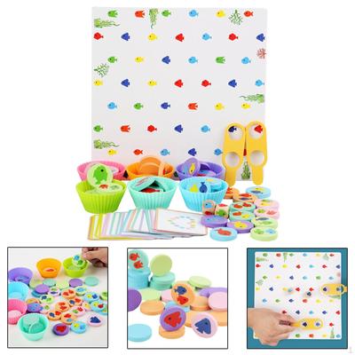 Wooden Fishing Matching Toys Cards Logical Developmental Building Blocks for Kids