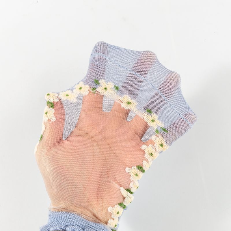 10 Pairs of Women's Thin Silk Stockings for Spring and Summer, Glass Lace Crystal Boat Socks, Cotton Socks, Breathable and Sweat-absorbent