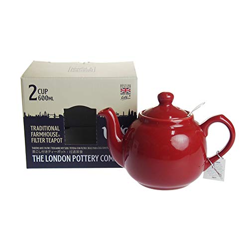 

LONDON POTTERY Farmhouse Teapot, 2-Cup, Red, 580061