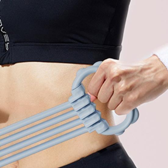 Banda Elástica de Resistência Ajustável em 8 com Alça 6 Tubos Elásticos Banda de Exercício Homens Mulheres Yoga Pilates Braço Costas Ombro Treinamento Corda Elástica