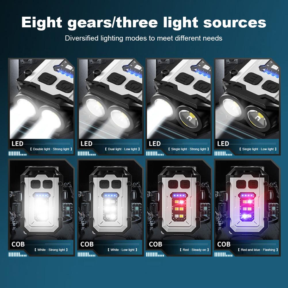 1-5pcs Portable Mini Keychain Light LED High Bright Flashlight Dual Light Source Outdoor Camping Fishing Multi-function Tool Tor