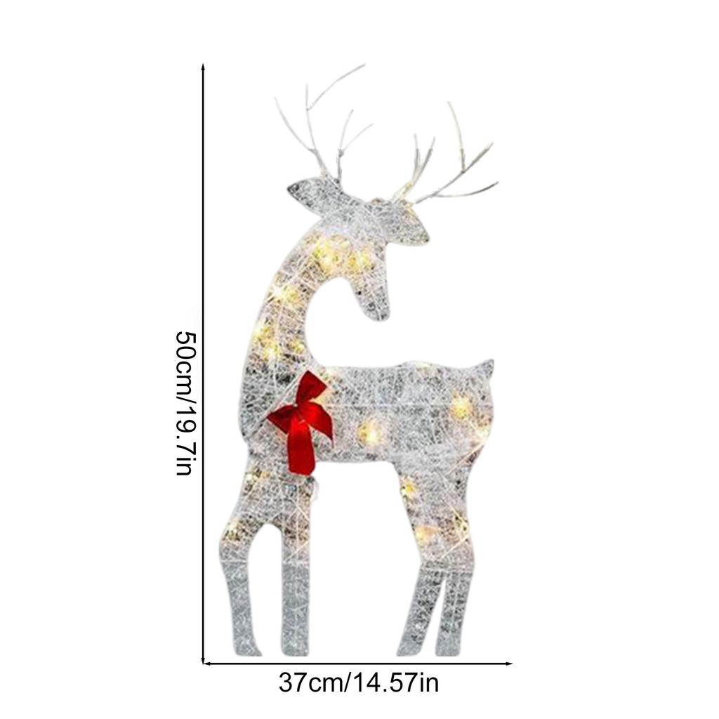 Iron Art Elk Deer Christmas Garden Decoration With LED Light Glowing Glitter Reindeer Outdoor Iron Moose Xmas Home Outdoor