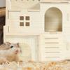 LOGOFUN Wooden Hamster Hideout Castle Multi-Chamber Hide Hut with Climbing Ladder for Chinchillas Guinea Pigs Small Pet Cage Accessories - 6 * 5 *