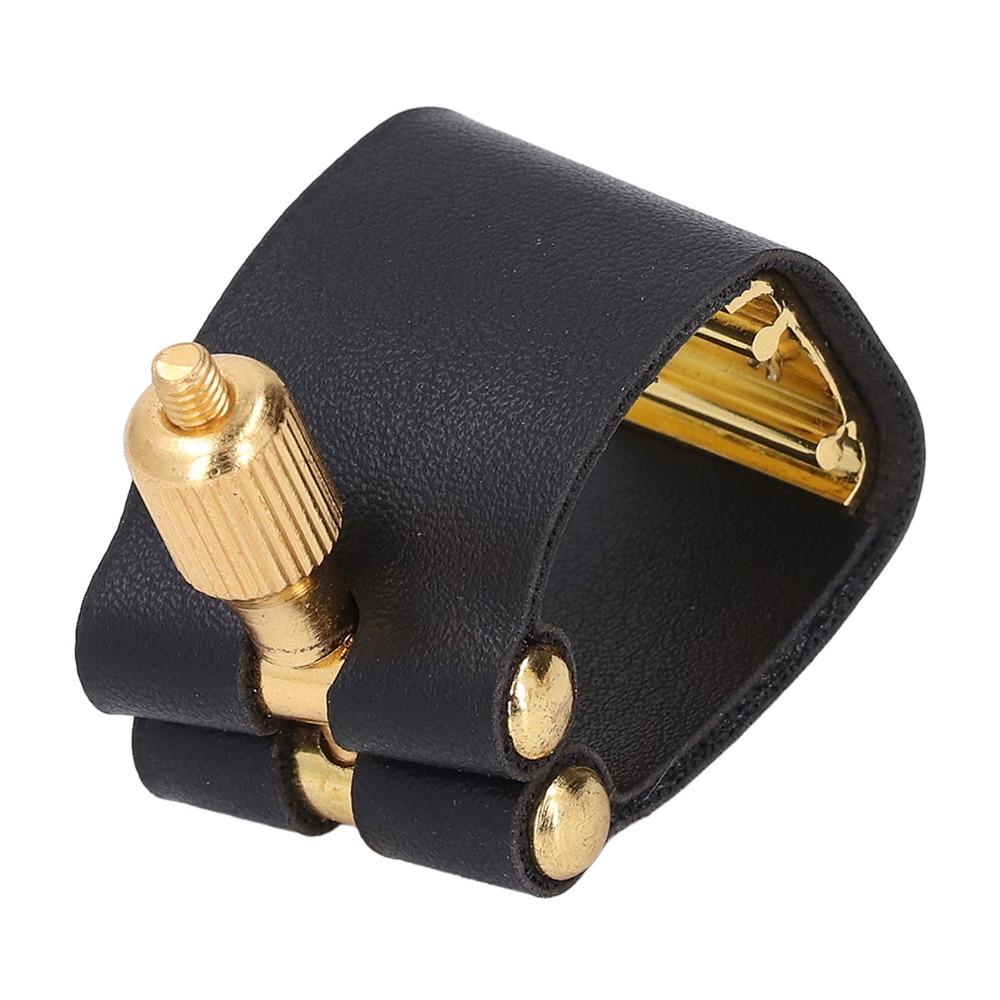 Leather And Metal Sax Mouthpiece Ligature Black Color Alto Sax Ligature  For Alto Saxophone