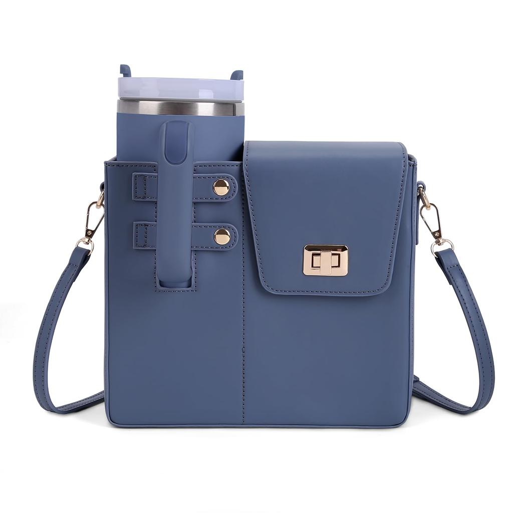 Purse Cup Holder Bag with Strap- Outdoor Portable Crossbody Water Bottle Storage Bag for Stanley Cup Tumbler 40 oz