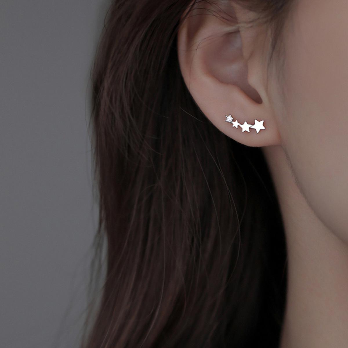 

European-American Fashion Zircon Star Copper Earrings