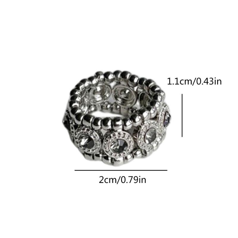 Minimalist Diamond Rings Stretch Elastic Finger Rings for Women Girls Rhinestone Beaded Finger Rings Retractable Rings